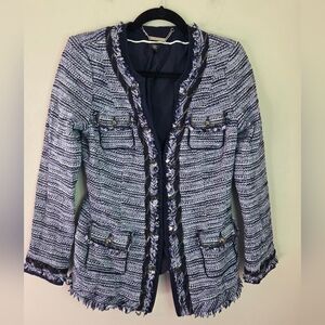 White House Black Market Blue and Black Tweed Jacket